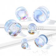 Iridescent Glass Double Flare Plugs