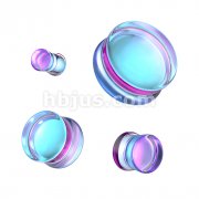 Purple Iridescent  Glass Double Flare Plug