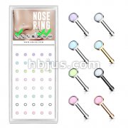40 Pcs Pre Loaded Box of Illuminating Stone Set 20 Gauge 316L Surgical Steel Nose Studs Package