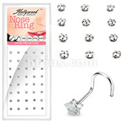 40 Pcs of 20 Gauge 316L Surgical Steel 3mm Clear Prong Star CZ Nose Screw Package