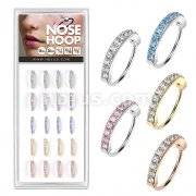 20 Pcs Pre Loaded Single Lined Embedded CZ Bendable Nose Hoop Rings Pack (5 Colors X 4 Pcs)