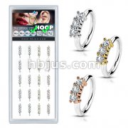 20 Pcs Pre Loaded Perfectly Annealed Bendable 3 Lined CZ 316L Surgical Steel Hoop Ring Pack