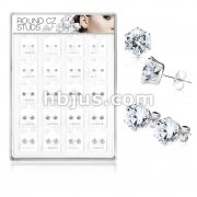 20 Pairs Of Assorted Size CZ Set 316L Surgical Stee Earring Studs Preloaded Into Puff Pad Acrylic Display Case (4 Pairs x 5 Sizes)