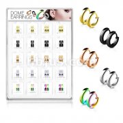 20 Pairs Of Assorted 316L Surgical Steel Plain Dome Hoop Earrings Preloaded Into Puff Pad Acrylic Display Case (2 Pairs x 10 Styles)
