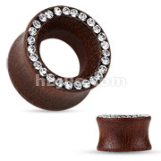 Organic Rose Wood Double Flared Tunnel with Crystal Paved Rim