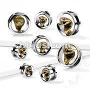 Gold PVD Cobra in 316L Surgical Steel Screw Fit Flesh Tunnel Plugs