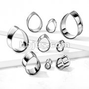 Tear Drop Shaped 316L Surgical Steel Double Flared Flesh Tunnel Plugs