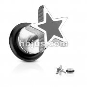 Casted Black Star Top Fake Plug 316L Surgical Steel
