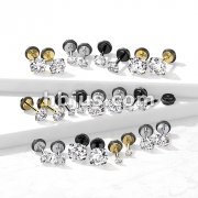 CZ Prong Set 16g 316L Surgical Steel Fake Plugs