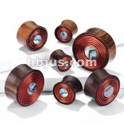 Mother of Pearl Center Inlay with Copper Wire Coil Organic Sono Wood Double Flared Saddle Plugs