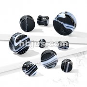 Black and White Agate Natural Stone Double Flared Plugs