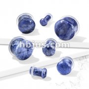 Sodalite Convex Natural Stone Domed Single Flare Plug with O-Ring