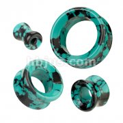 Teal Black Turquoise Double Flare Stone Tunnel