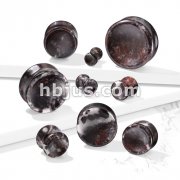Concave Natural Bloodstone Double Flare Plugs