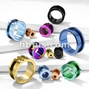 Screw Fit Flesh Tunnels PVD Over 316L Surgical Stainless Steel 