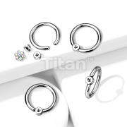 Implant Grade Titanium Captive Bead Ring With Internally Threaded Flat Round Bead for 16g Top Parts