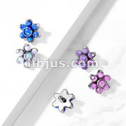 Opa Prong Set Flower 316L Surgical Steel Internally Threaded Top Parts For Labret, Dermal and More