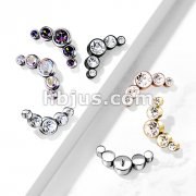 Five Bezel Set Round Crystals 316L Surgical Steel Internally Threaded Top Parts