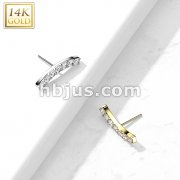 14K Gold Threadless Push In CZ Pave Curved Top