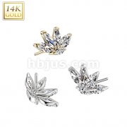 14K Gold Threadless Push In 5 Marquise CZ Top
