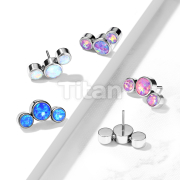 Implant Grade Titanium Threadless Push In 3 Round Bezel Set Opal Curve Tops