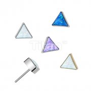 Implant Grade Titanium Threadless Push In Bezel Set Triangle Opal Top