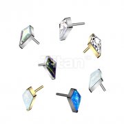 Implant Grade Titanium Threadless Push In Diamond Shaped CZ or Opal Spear Top
