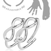 Infinity Symbol Adjustable Rhodium Plated Brass Double Mid-Ring/Toe-Rings