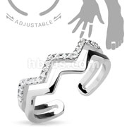 Adjustable Toe Ring/Mid Ring Pave CZ Logo Graphic