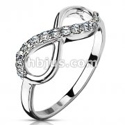 Infinity Multi-Paved Gems Stainless Steel Cast Ring