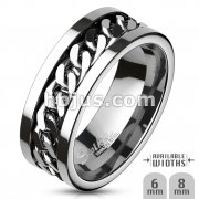 Spinning Chain Center 316L Surgical Stainless Steel Ring
