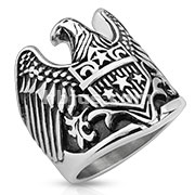 Eagle with Star Shield Stainless Steel Biker Cast Ring