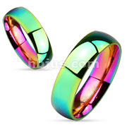 Dome Rainbow Stainless Steel Couple Ring