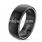 Matte Black Finish with Steel Cables on Both Sides Stainless Steel Rings