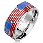 United States Star Spangled Banner American Flag Stainless Steel Ring