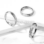 Diagonal Deep Cuts Dome Band Stainless Steel Ring