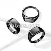 Wide Square Flat Top  Black PVD Plated Stainless Steel Ring