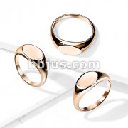 Flat Oval Top Rose Gold PVD Over 316L Stainless Steel Rings