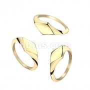 Flat Diamond Top Gold PVD Plated 316L Stainless Steel Ring