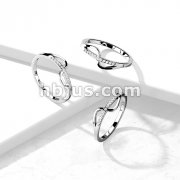 Wave Pave CZ Strikethrough Stainless Steel Ring