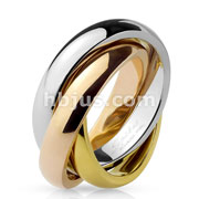Three Tone Triple Band Rolling Ring 316L Stainless Steel