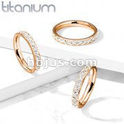 CZ Around PVD Rose Gold on Solid Titanium Eternity Band Rings