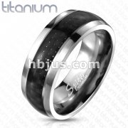 Carbon Fiber Inlay Band Ring Solid Titanium 