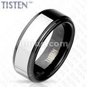 Inner Black IP Two Tone with Step Edges Tisten Band Ring