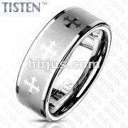 Celtic Cross Around Brushed Finish Center with Glossy Edges Tisten Rings