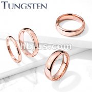 Plain Dome Band Rose Gold PVD  Tungsten Carbide Rings
