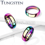 Plain Dome Band Rainbow PVD  Tungsten Carbide Rings