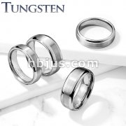 Brushed Center Shiny Edges Tungsten Carbide Rings