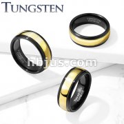 Gold Center Black IP Tungsten Carbide Rings