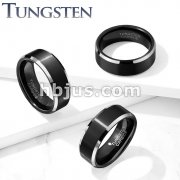 Black Brushed Center Black PVD Stepped Edges Tungsten Carbide Rings
